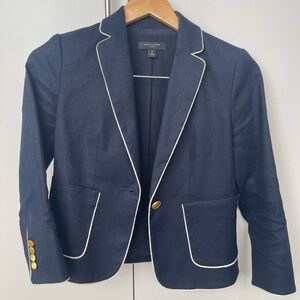 Ann Taylor Dark Blue Blazer with Light Trim